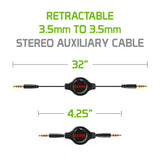 CN3535RBKB - Cellet Black Retractable 3.5mm Pin to 3.5mm Input Stereo Audio Cable