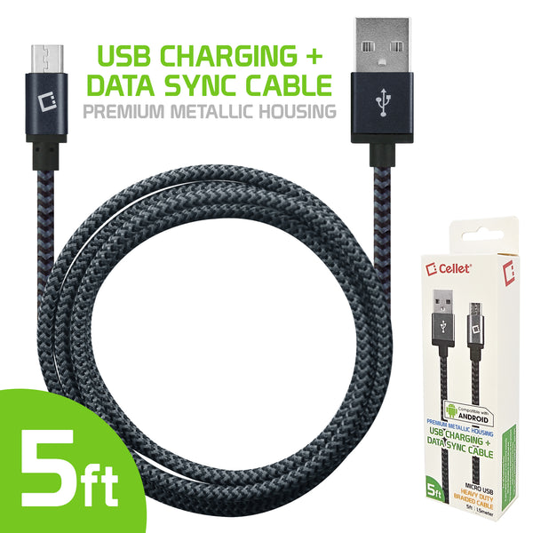 DAMICROUSBB - Micro USB Cable, Cellet 5 Ft. Micro USB Charging / Data Cable - Black