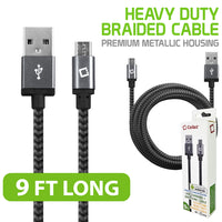 DAMICRO9 - Cellet Premium Braided & Metallic Housing 9 Ft. Micro USB Charging / Data Cable