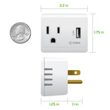 TP340 - Cellet UL Certified 1 Outlet + 12Watt (2.4Amp) USB Port Travel Charger