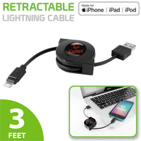 DAAPP8RBK - Retractable iPhone Lightning USB Charging Cable MFI Certified - Black