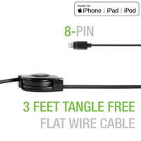 DAAPP8RBK - Retractable iPhone Lightning USB Charging Cable MFI Certified - Black