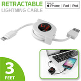 DAAPP8RWT - Retractable iPhone Lightning USB Charging Cable MFI Certified - White