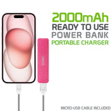 BC2000PK- 2000mAh Power Bank/Portable Charger (Micro USB Cable is included) - Pink