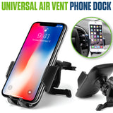PHVENTCN - Universal Air Vent Phone Holder for Car, 360° Rotation Smartphone Mount with Adjustable Grip, Quick Release Button, Secure Cell Phone Stand for iPhone and Android