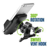 PHVENTCN - Universal Air Vent Phone Holder for Car, 360° Rotation Smartphone Mount with Adjustable Grip, Quick Release Button, Secure Cell Phone Stand for iPhone and Android