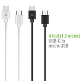 DCMICRO4WT - Cellet Micro-USB to Reversible USB-C Cable  - 1-Black + 1-White