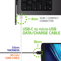 DCMICRO4WT - Cellet Micro-USB to Reversible USB-C Cable  - 1-Black + 1-White