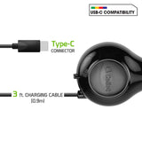 PUSBC30R - Cellet 3A / 15W USB-C Retractable Car Charger for iPhone 15 Series, Samsung Galaxy S24 Series & more