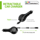 PUSBC30R - Cellet 3A / 15W USB-C Retractable Car Charger for iPhone 15 Series, Samsung Galaxy S24 Series & more