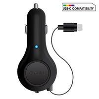 PUSBC30R - Cellet 3A / 15W USB-C Retractable Car Charger for iPhone 15 Series, Samsung Galaxy S24 Series & more