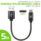 DCA4IN - USB-C Cable, Cellet 5-In. Premium Nylon Braided Fast Charging USB-C Cable