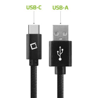 DCA1020BK - 10 Ft Durable Nylon Braided Type C Data Transfer & Sync Fast Charge Cable 2.5 Amp