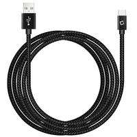 DCA1020BK - 10 Ft Durable Nylon Braided Type C Data Transfer & Sync Fast Charge Cable 2.5 Amp