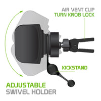 PHVENTE3 - Cellet Car Air Vent Phone Mount with Kickstand | 360° Swivel & 180° Tilt | Secure Knob Lock Grip | Spring Arm Extends to 3.5" | Universal Fit for iPhone, Samsung, GPS Devices