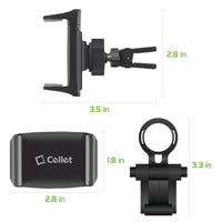 PHVENTE3 - Cellet Car Air Vent Phone Mount with Kickstand | 360° Swivel & 180° Tilt | Secure Knob Lock Grip | Spring Arm Extends to 3.5" | Universal Fit for iPhone, Samsung, GPS Devices