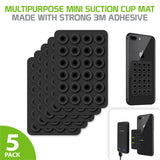 SCUPBK5 - 5 Pack Multipurpose Mini Suction Cup Mat with Strong 3M Adhesive - by Cellet / Black