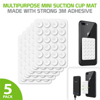 SCUPCL5 - 5 Pack Multipurpose Mini Suction Cup Mat with Strong 3M Adhesive – by Cellet - Clear