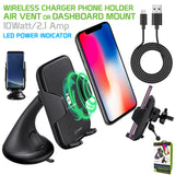 QI600 - 2-in-1 Wireless Charging Air Vent & Dashboard Combo Mount Holder