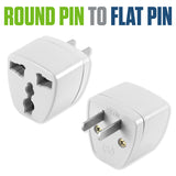 CNFPIN2FA - Cellet Universal Travel Plug Adapter 2 Pack, EU UK Europe Asia to US Outlet Plug Converter, Round to Flat Pin AC Power Adapter for USA Grounded Wall Socket, Compact International Power Plug