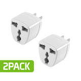 CNFPIN2FA - Cellet Universal Travel Plug Adapter 2 Pack, EU UK Europe Asia to US Outlet Plug Converter, Round to Flat Pin AC Power Adapter for USA Grounded Wall Socket, Compact International Power Plug