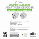 CNFPIN2FA - Cellet Universal Travel Plug Adapter 2 Pack, EU UK Europe Asia to US Outlet Plug Converter, Round to Flat Pin AC Power Adapter for USA Grounded Wall Socket, Compact International Power Plug