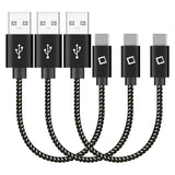 DCA4IN3 - 3-Pack Premium USB-C Data Sync Cable, 5” Heavy Duty Nylon Braided USB-C Charging/Data Sync Cable