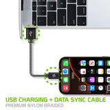 DCA4IN3 - 3-Pack Premium USB-C Data Sync Cable, 5” Heavy Duty Nylon Braided USB-C Charging/Data Sync Cable