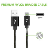 DCA4IN3 - 3-Pack Premium USB-C Data Sync Cable, 5” Heavy Duty Nylon Braided USB-C Charging/Data Sync Cable