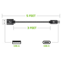 DCA4IN3 - 3-Pack Premium USB-C Data Sync Cable, 5” Heavy Duty Nylon Braided USB-C Charging/Data Sync Cable