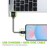 DCA4IN3 - 3-Pack Premium USB-C Data Sync Cable, 5” Heavy Duty Nylon Braided USB-C Charging/Data Sync Cable