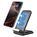 QI700 - 2 Coils Qi Wireless Charger (10Watt/2.1Amp), Wireless Charging Stand for Samsung Galaxy Note 8, Galaxy S8/S8 Plus, Apple iPhone X, 8/8 Plus and All Wireless (Qi) Enabled Devices – by Cellet - Black