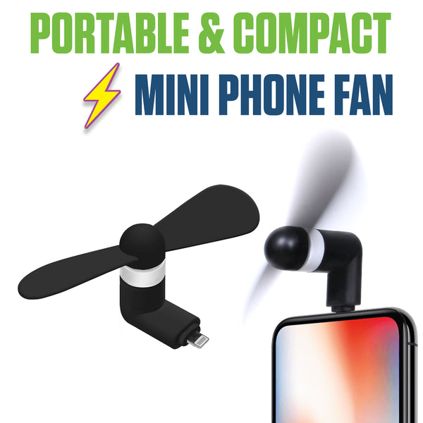 FANLIGHTNING - Portable Mini Phone Fan for iPhone with Lightning Connector – Compact Cooling USB Fan Attachment, Quiet & Lightweight Handheld Gadget for Travel, Outdoor, Office, and Hot Summer Days