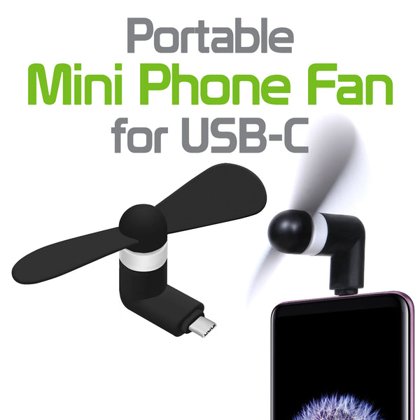 FANUSBC - Portable Mini USB Fan for Samsung Galaxy S9/S9 Plus, S8/S8 Plus, Galaxy Note 8 and More USB C Enabled Devices - Black