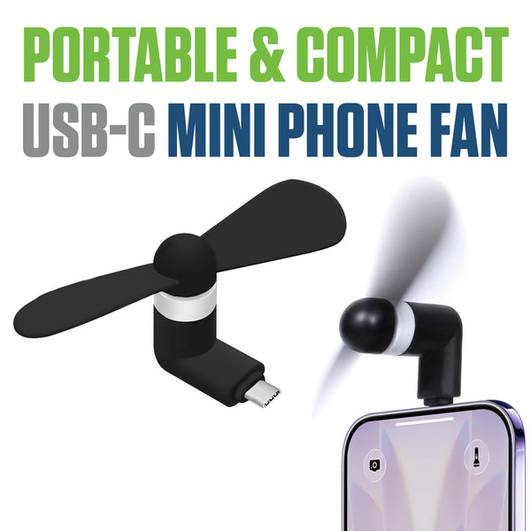 FANUSBC - Portable USB-C Mini Phone Fan – Compact Cooling Attachment for Android, iPad, Pixel, Galaxy & More – Quiet Lightweight Plug-in Smartphone Cooler, Pocket-Sized Travel Accessory