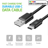 DCA33XBK - Durable 3.3ft (1m) USB-C Data Cable, Fast Charging (2.4Amp)/Data Sync Cable  – Black