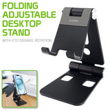 PHALUBK_FA - Adjustable Desktop Stand, Heavy Duty Adjustable Aluminum stand with 270 Degree Rotation for Smartphones, Tablets, iPads and Nintendo Switch – Black