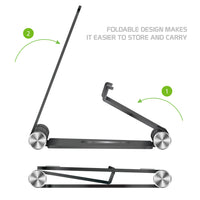 PHALUBK - Adjustable Desktop Stand, Heavy Duty Adjustable Aluminum stand with 270 Degree Rotation for Smartphones, Tablets, iPads and Nintendo Switch – Black