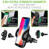 PHM500 - 2-IN-1 Magnetic or Cradle Air Vent Phone Holder for Apple iPhone Xs, XR, X, 8/8 Plus, Samsung Galaxy Note 9, Galaxy S9/ S9 Plus and more by Cellet