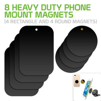 CLCMETALP8 - 8 Heavy Duty Phone Mount Magnets - 4 Rectangle & 4 Round Magnets