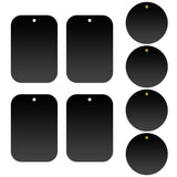 CLCMETALP8 - [8 Pack] Universal Metal Plates for Magnetic Phone Car Mount - 4 Round and 4 Rectangular High-Bond Adhesive Patches with Protective Films - Compatible with iPhone, Samsung, Pixel, and All Magnetic Holders - Black
