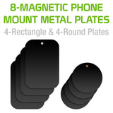 CLCMETALP8 - 8 Heavy Duty Phone Mount Magnets - 4 Rectangle & 4 Round Magnets