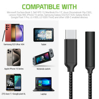 DCAFEMB - USB-C to 3.5mm Female Headphone Adapter, Heavy Duty Nylon Braided Audio Converter