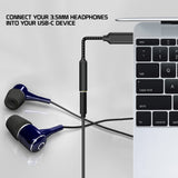 DCAFEMB - USB-C to 3.5mm Female Headphone Adapter, Heavy Duty Nylon Braided Audio Converter