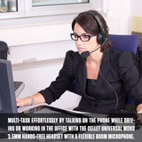 EP35C FA - Cellet Universal Mono 3.5mm Hands-Free Headset with Flexible Boom Microphone – Adjustable Headband, Single-Ear (Mono) Wired Headset for Calls & Office Use