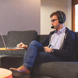 EP35C FA - Cellet Universal Mono 3.5mm Hands-Free Headset with Flexible Boom Microphone – Adjustable Headband, Single-Ear (Mono) Wired Headset for Calls & Office Use