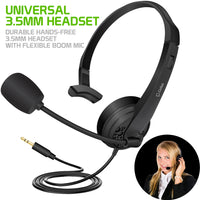 EP35C - Universal 3.5mm Headset, Durable Hands-Free 3.5mm Headset with Flexible Boom Mic by Cellet