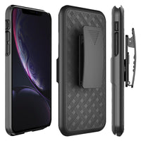 HLIPHXR-  iPhone XR Belt Clip Holster & Shell Case with Kickstand Heavy Duty Protection