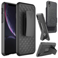 HLIPHXR-  iPhone XR Belt Clip Holster & Shell Case with Kickstand Heavy Duty Protection