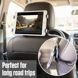 PHTAB5003 - Cellet 3-in-1 Tablet Stand & Car Headrest Mount Holder for POS Desk Kiosk & Backseat Road Trips, 360° Swivel Heavy Duty Weighted Base Portable Ring Grip for iPad Pro 12.9 11 Mini, Galaxy Tab, Surface